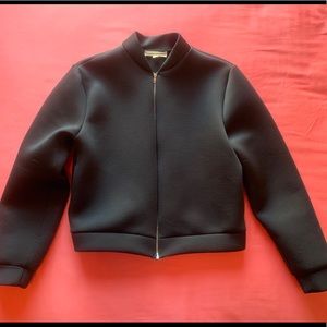 Black neoprene bomber jacket